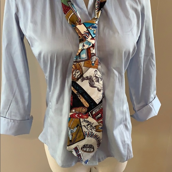 NWOT Nicole Miller Silk Baseball Motif Tie - Picture 7 of 7